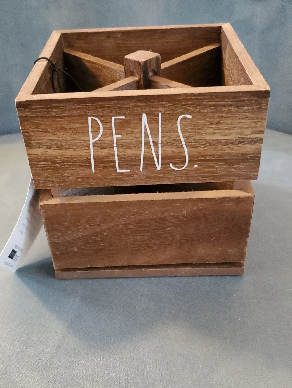 Rae Dunn Brown Wood Desk Organizer with Tag